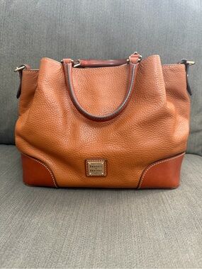Dooney & Bourke Brenna Caramel Pebble Grain Leather Satchel Shoulder Bag